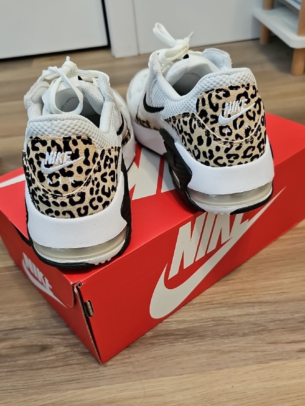Nike White and Black Leopard Accent Running Sneakers - Picture 4 of 5